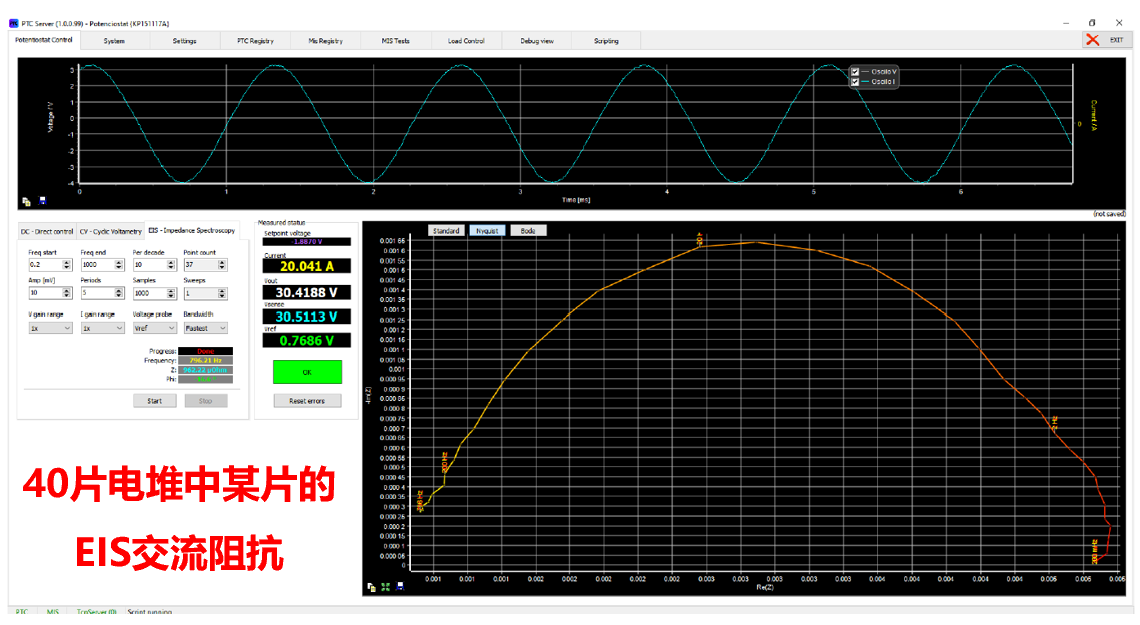 40片150cm2燃料電堆的單電池和整堆EIS交流阻抗測試(圖1)