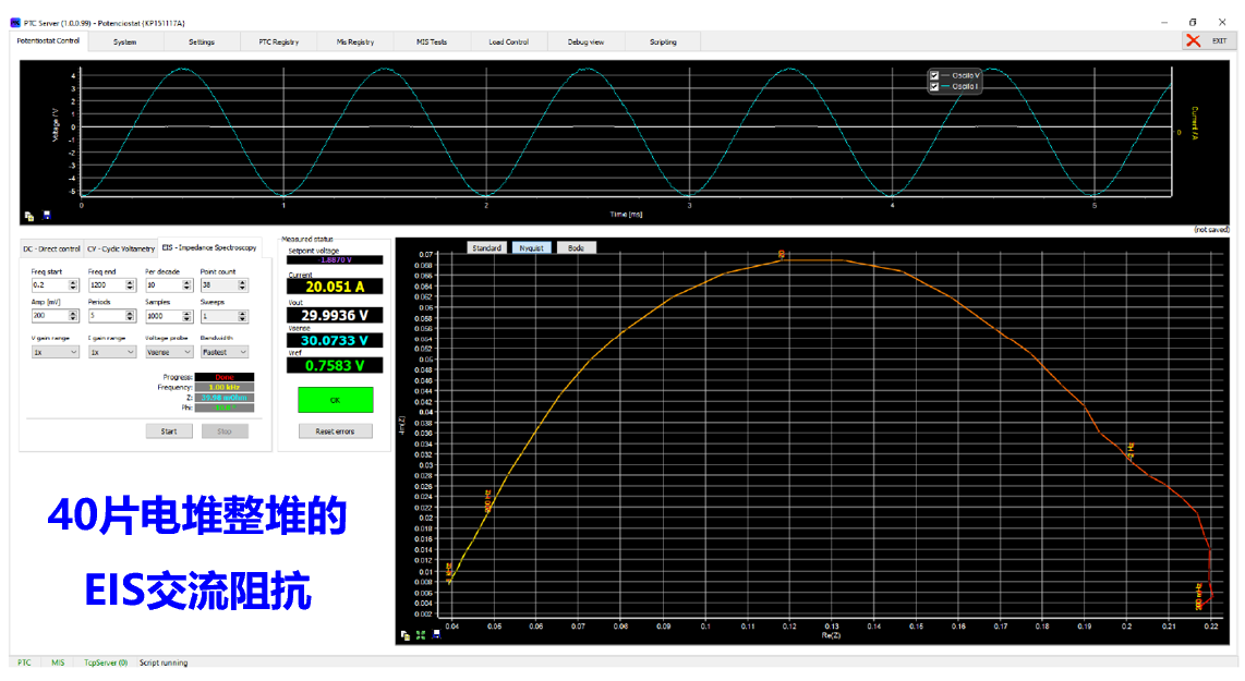 40片150cm2燃料電堆的單電池和整堆EIS交流阻抗測試(圖2)